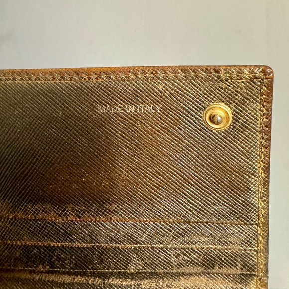 Prada Metallic Gold Saffiano Leather Lux Long Wallet - Picture 8 of 16